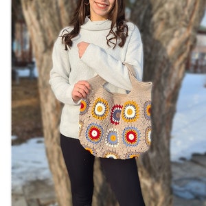 Crochet Bag, Top Handle Bag, Woman Mini Bag, Summer Bag, Granny Square Bag, Crochet Purse, Knit Bag