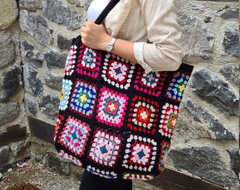 Crochet Tote Bag XXL Size, Extra Large Tote Bag, Afghan Crochet Bag, Shoulder Bag, Tote Bag, Granny Square Bag, Handmade Bag, Handknit Bag
