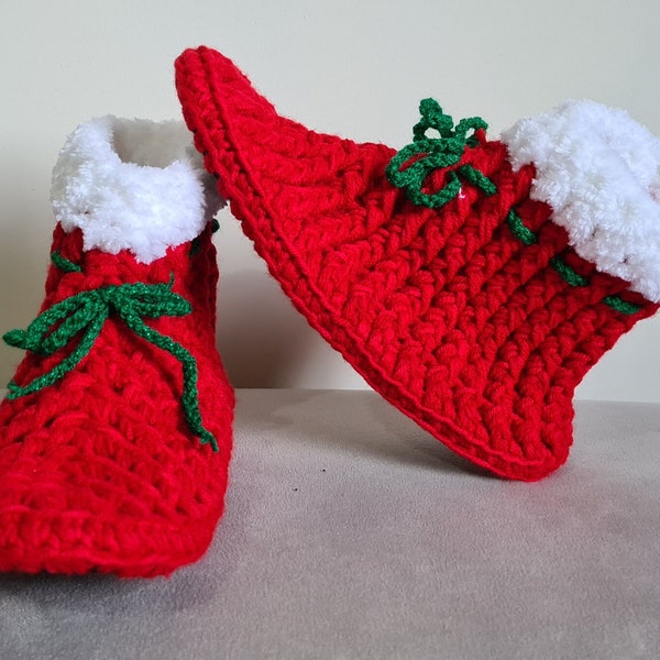 crochet house slipper, red knitted fuzzy slipper socks, fluffy boots, velvet slippers, fun fuzzy slippers, ladies booties