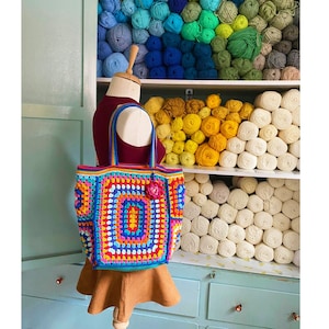 Colorful Granny Square Crochet Purse, Knitted Colorful Bag, Knit Afghan Bag, Crochet Handmade, Shoulder Bag, Hippie Bag, Market Bag