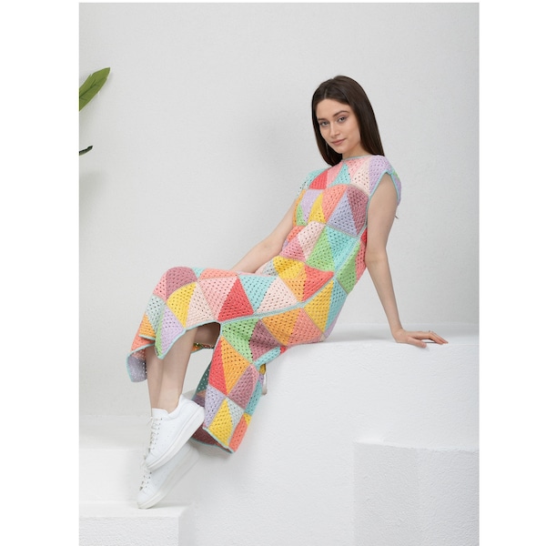 Colorful Knit Dress Etsy