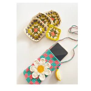 Gebreide telefoontas, crossbody telefoonhouder, telefoonhoesje, accessoire voor telefoonbescherming, crossbody telefoontasje, speelse telefoonhoes