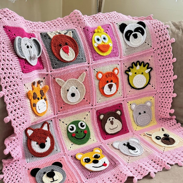 Couverture tricotée rose pour nouveau-né, couverture pour bébé animal au crochet, couverture pour nouveau-né animal en tricot, couverture pour bébé en tricot coloré, literie pour poussette de bébé