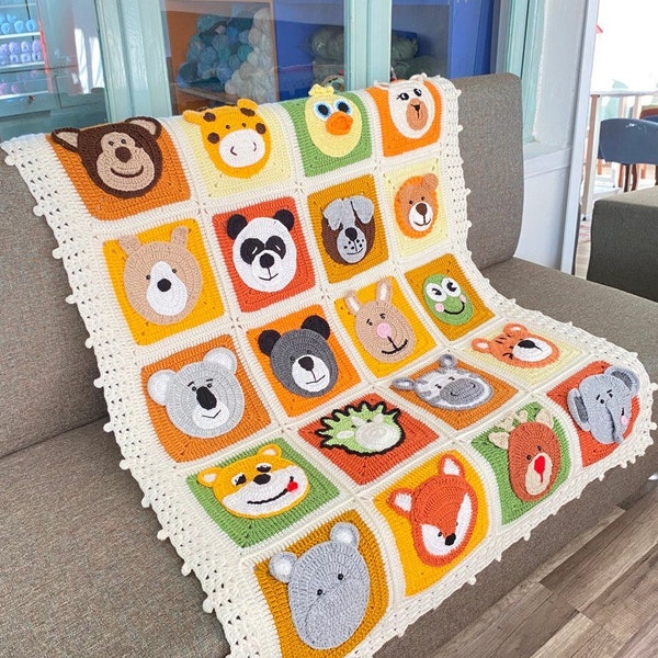 Knitted Newborn Blanket, Crochet Baby Animal blanket, Knit Animal Newborn Blanket, Colorful Knit Baby Blanket, Baby stroller bedding, Bear