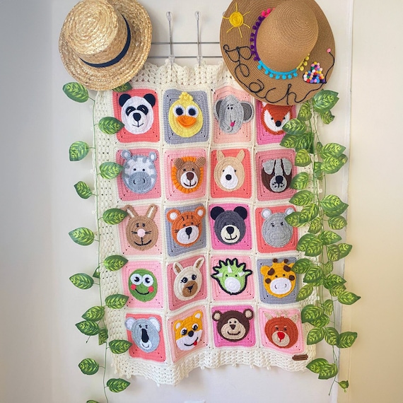 Knitted Newborn Blanket, Crochet Baby Animal blanket, Knit Animal elephant Blanket, Colorful Knit Baby Blanket, fox, elephant, fog, bear