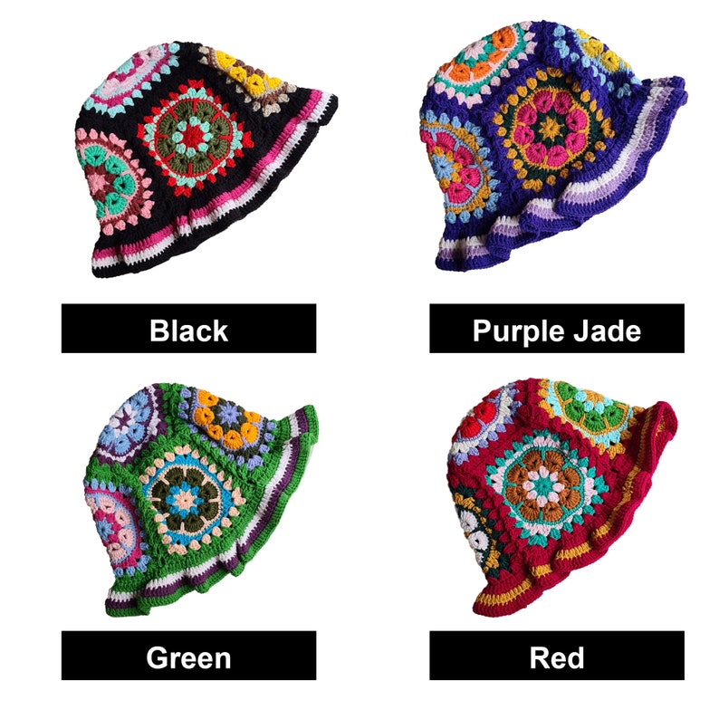 Crochet bucket hat, Summer knit hat, Vintage hat, hippi hat, festival hat, crochet hat, winter hat, knitted hat, gift her image 2