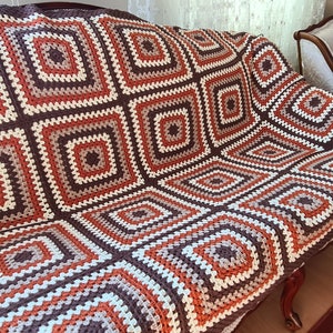 Crochet Afghan Blanket Granny Square Afghan Throw Bedspread - Etsy