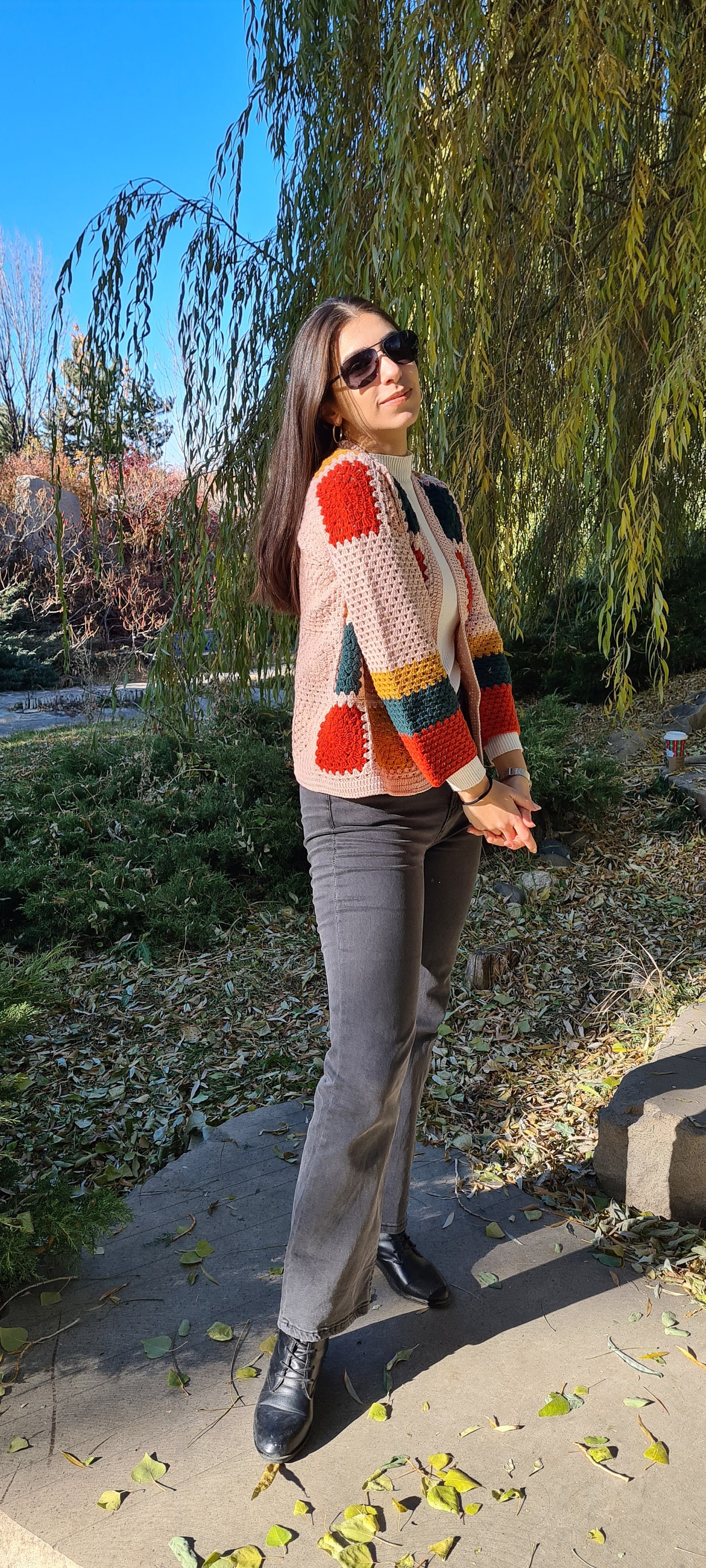 Crochet Beige Jacket, Crochet Top, Crop Jacket for Women