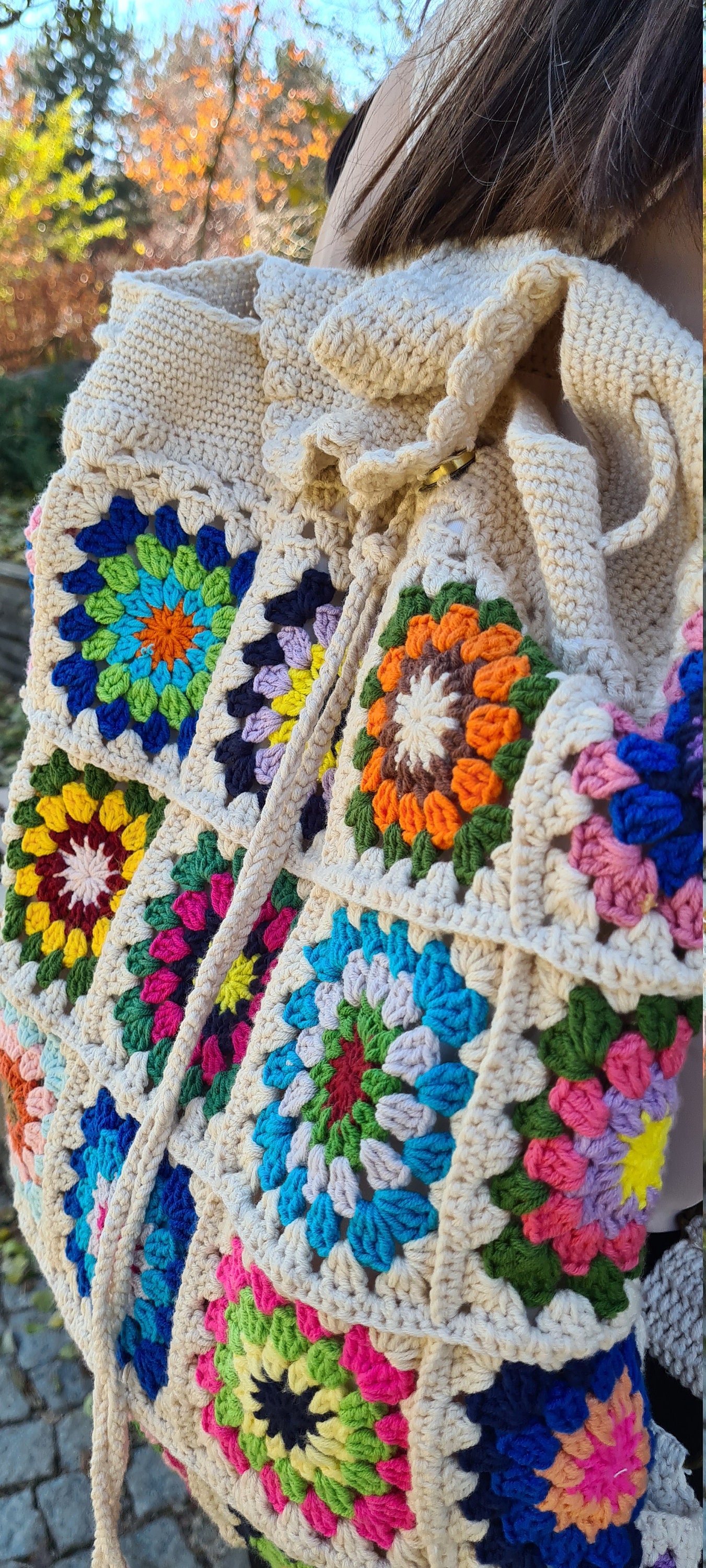 Knit Floral Backpack Handbag Handmade Crochet Boho Festival Colorful Bag &Wallet il_fullxfull.5836332991_g61h.jpg main image 3