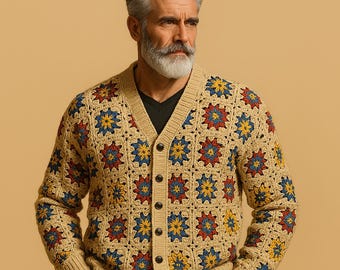 Crochet Jacket, Knitted Retro Sweater, Afghan Crochet Crochet Jacket, Knitted Retro Sweater, Afghan Crochet