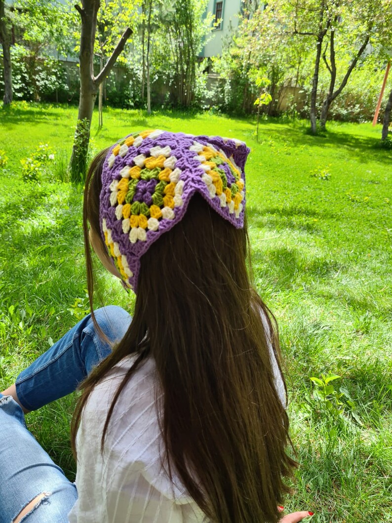 Haak Bandana, Zara Model Haar Hoofddoek, Oranje Haar Sjaal, Haak Haar Accessoire, Summer Beach Retro Bandana, Moederdag afbeelding 2