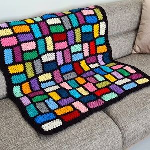 35&quot; 40&quot; Crochet Blanket, Granny Square Afghan Blanket, Knit Patchwork Blanket, TV Blanket, Living Room Decor