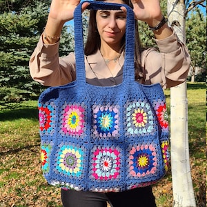 Crochet Bag Afghan, Granny Square Ecru Bag, Hobo Bag, Boho Bag, Crochet Purse, Retro Bag, Hippie Bag, Afgan Crochet, Vintage Style