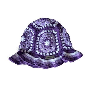 Lilac Crochet bucket hat, Summer knit hat, Vintage hat, hippi hat, festival hat, crochet hat, winter hat, knitted hat, gift her