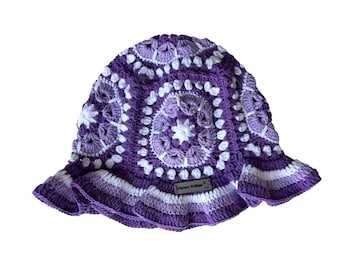 Cappello a secchiello lilla all'uncinetto, cappello a maglia estivo, cappello vintage, cappello hippi, cappello da festival, cappello all'uncinetto, cappello invernale, cappello a maglia, regalala