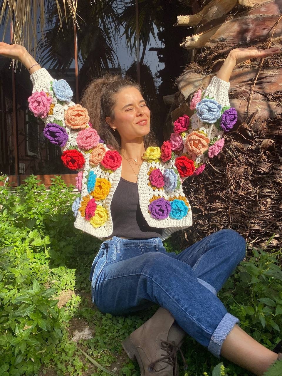 gypsohila　ジプソフィア flower Knit Jacket gypsohila ジプソフィア flower Knit Jacket Gypsohila Flower Knit