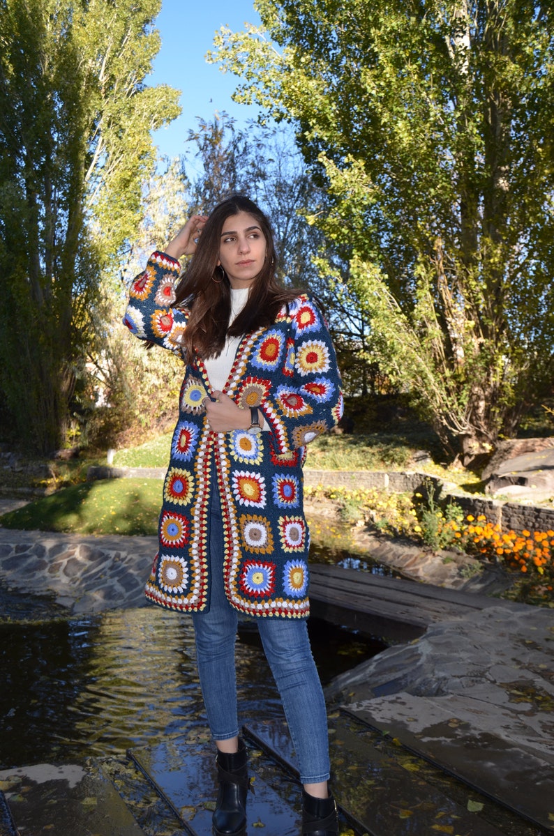 Afgan Cardigan Granny Square Crochet Afghan Coat Crochet | Etsy
