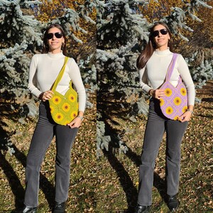 Sunstone Sunflower Bag, Crochet Mini Shoulder Bags, Floral Knit Bag, Mini Daisy Bag, Grannysquare Bag, Crochet Purse, Knit Tote Bag image 8