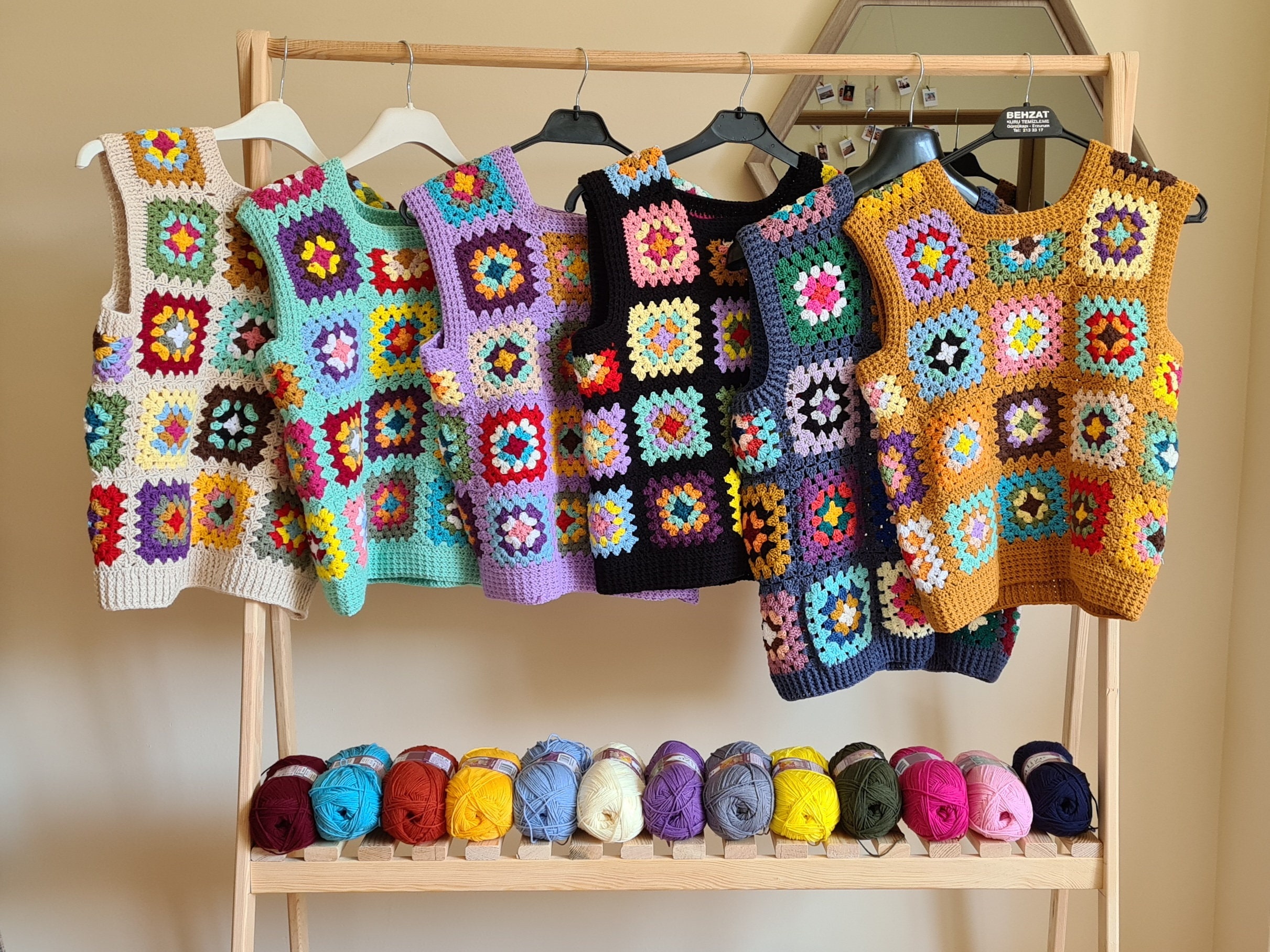 Crochet Vests Granny Square Boho Top Knitted Patchwork - Etsy