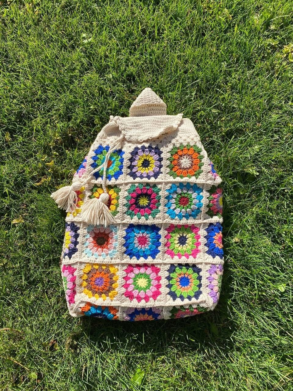 Crochet School Bag Crochet Backpack Granny Square Ecru Bag Knit School Bag Hobo Bag Boho Bag Crochet Purse Hippie Bag Afgan Crochet Etsy Canada