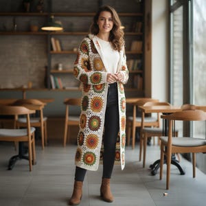 Crochet Granny Square Afghan Cardigan, Knitted Zara Crochet Coat, Cotton Patchwork Cardigan, Zara Long Jacket, Oversized Sweater, Knit Coat