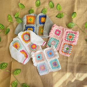 Crochet baby clothes, knitted baby vest, crochet kids cardigan, toddler granny square Top, Crochet Cotton Boho Kids Wear