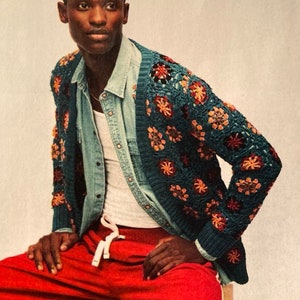Mens store patchwork cardigan
