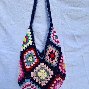 Crochet Bag Afghan Granny Square Bag Hobo Bag Boho Bag - Etsy