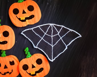 Spiderweb Crochet Bandana Hair Scarf, Knitted Halloween Bandanas, Gothic Crochet Halloween Gift, Crochet Headband, Hippie Hair Accessory