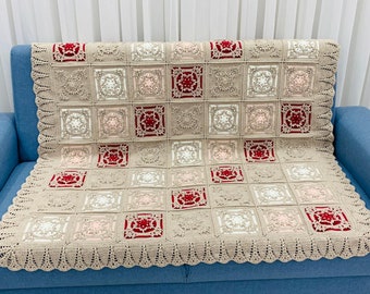 40" 40" Crochet Snowflake Blanket, Flowers Knitted sofa blanket Granny Square, large crochet blanket