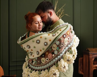 White 3d Daisy Crochet Shawl, Knitted Floral Shawl, Women Knit Cotton Shawl, Cotton Wrap, woman knitted shawl, flowers crochet wrap