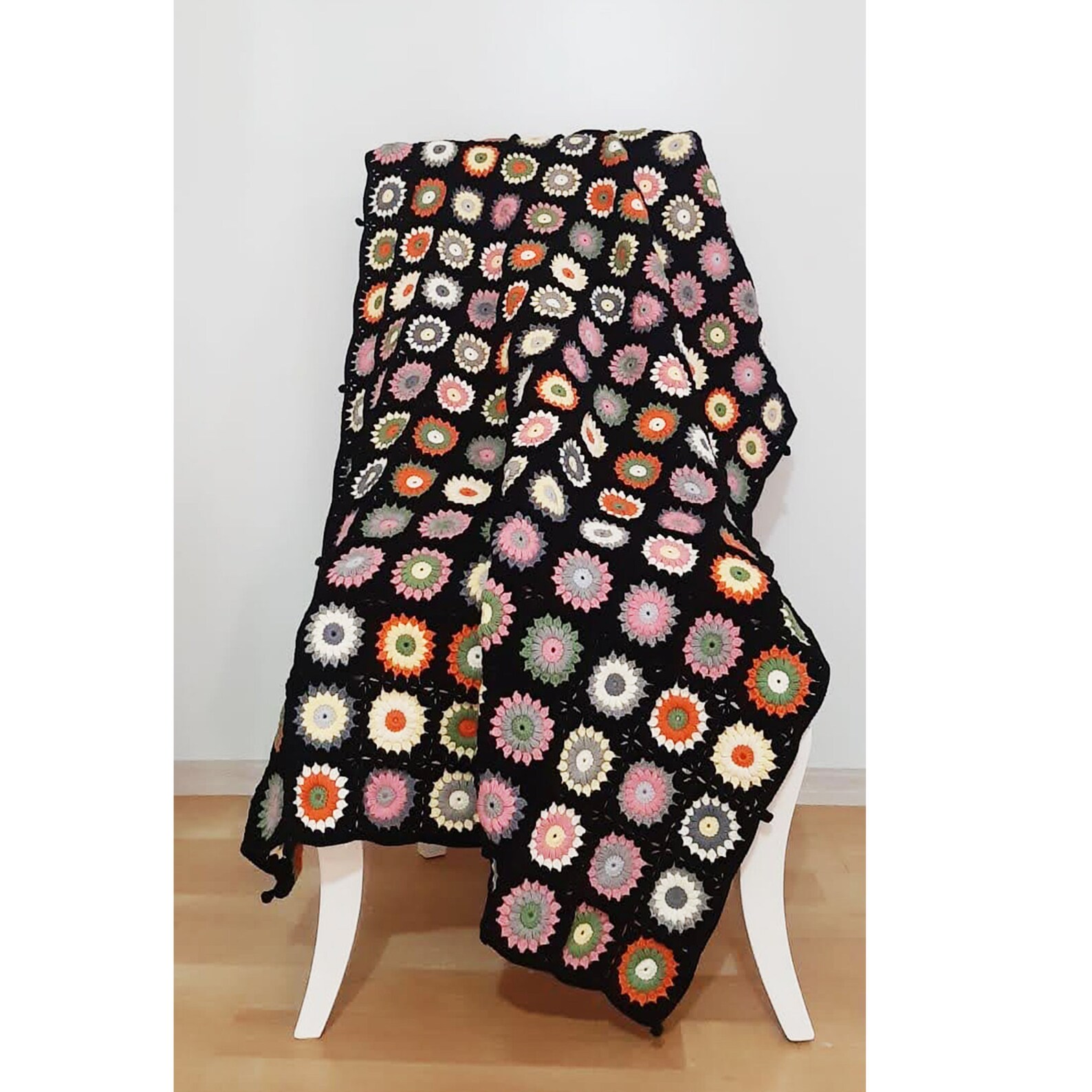 Crochet Afghan Blanket Granny Square Knitted Sofa Blanket Etsy