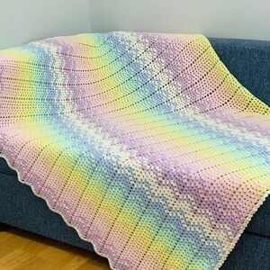Crochet Blanket, Chevron Blanket, Rainbow Chevron Afghan, Crochet, Chevron Bedding, Crochet Afghan, Large Afghan, Bedding Custom Blanket