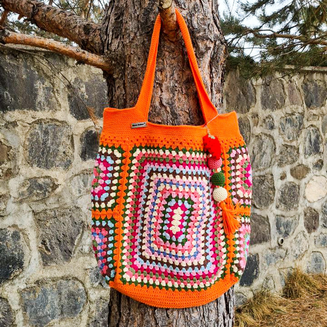 【PORTERNA】Granma square tote bag GRANNY SQUARE BAG - How to Crochet a Handbag Tote by