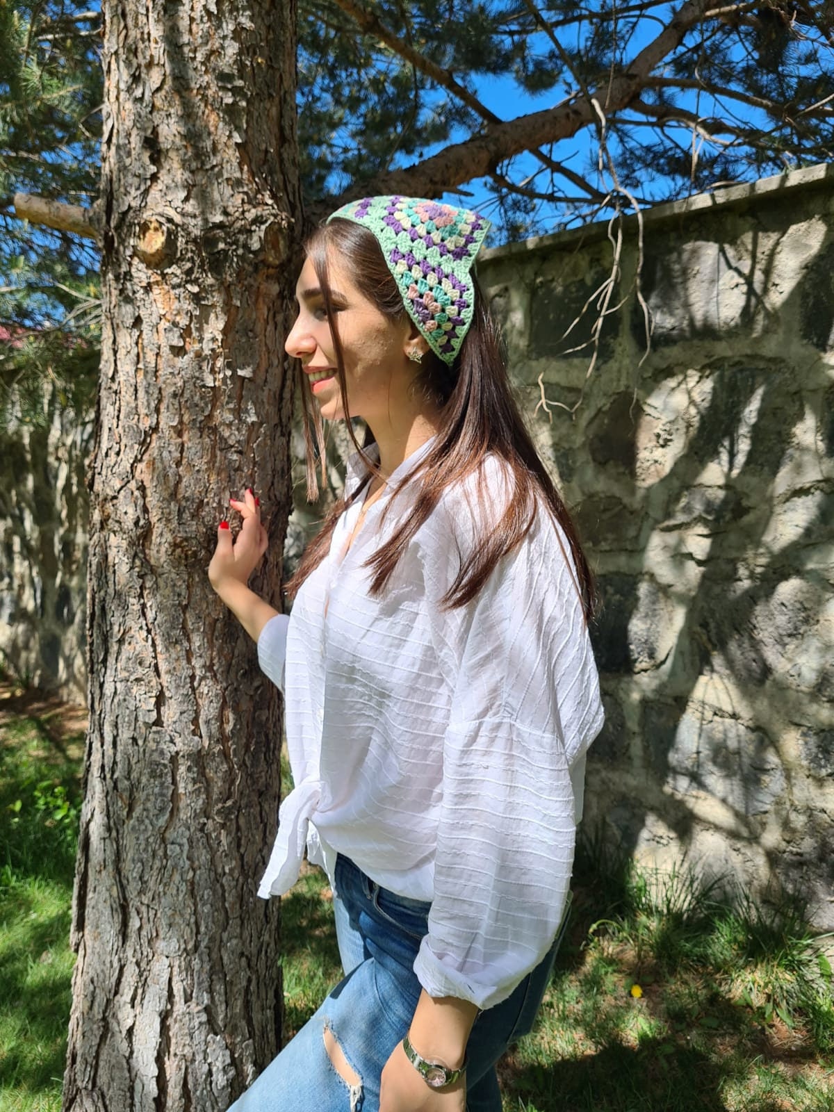 【VARZAR】VARZAR Crochet Lace Bandana (2color)☆公式☆ VARZAR Crochet Lace Bandana / Brown - VARZAR | 60% - Asian