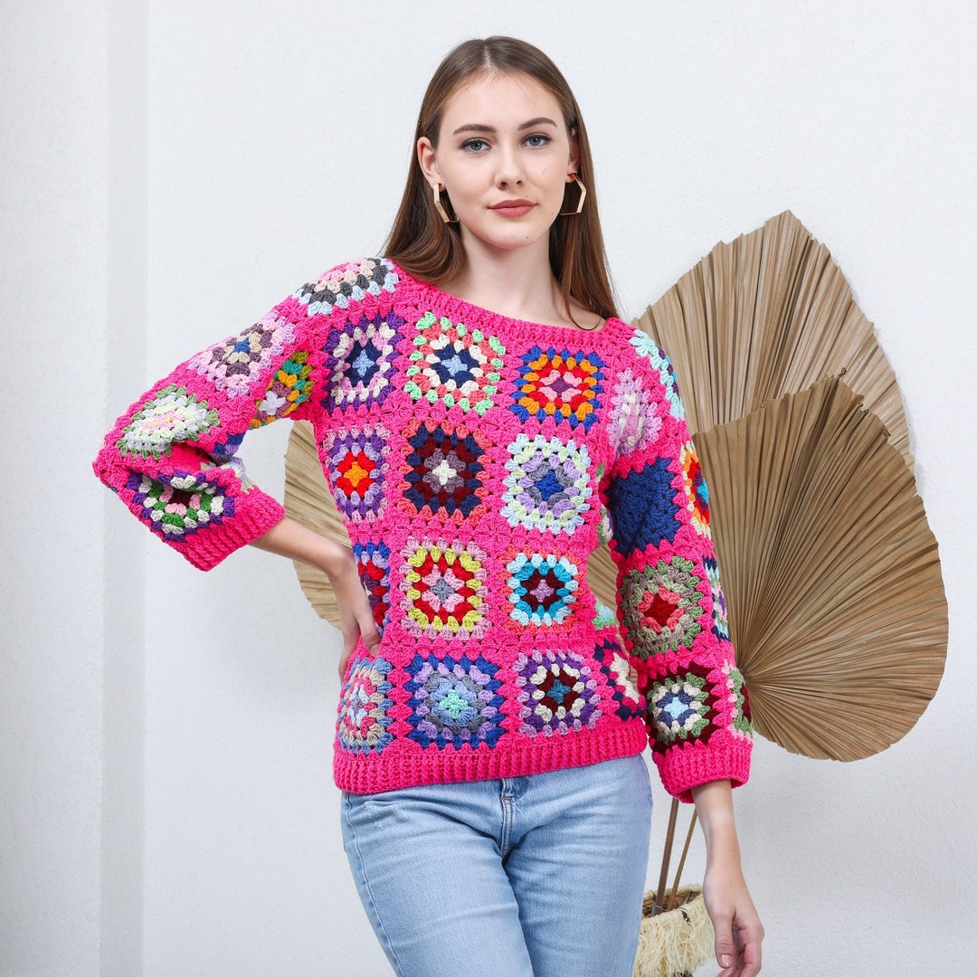 Crochet Sweater Crochet Top Granny Square Crochet Sweater - Etsy