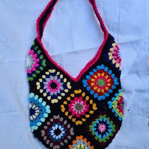 Crochet Bag Afghan, Granny Square Bag, Hobo Bag, Boho Bag, Crochet ...
