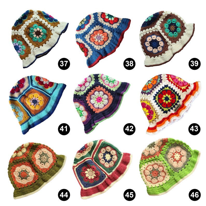 Crochet bucket hat, Summer knit hat, Vintage hat, hippi hat, festival hat, crochet hat, winter hat, knitted hat, gift her image 10