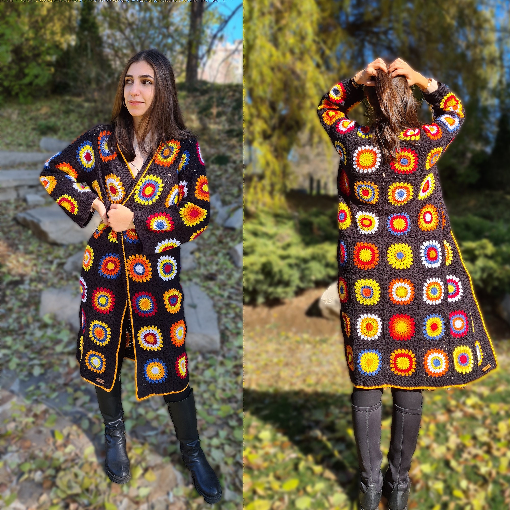 Descarga Mujer otro Crochet Cotton Afghan Long Cardigan Zara Cardigan Oversize - Etsy