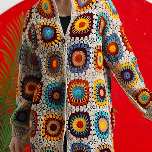 Crocheted Rebeccas Brown Coat Granny Square Coat Coat of - Etsy