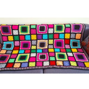 50&quot;x 70&quot; Crocheted Afghan Blanket, Crochet Afghan Throw Blanket, Sofa Blanket, Bedspread Throw, Granny Square, Living Room Decor