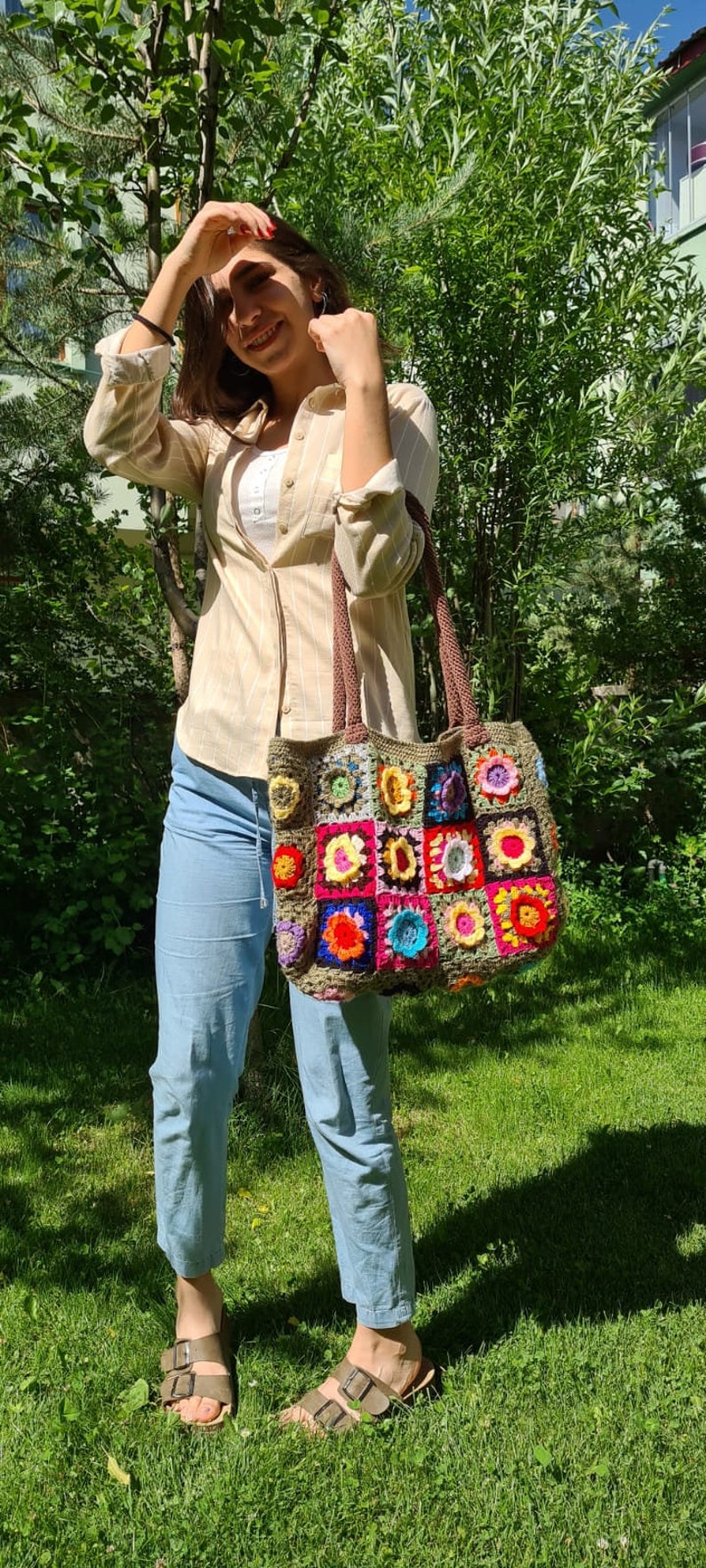 Gipsy Tote Bag Granny Square Crochet Bag Shoulder Bag - Etsy