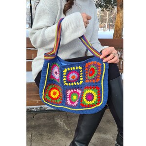 Crochet Blue Mini Bag, Knit Summer Bag, Crochet Purse, Women Bag, Gift For Her, Tote Bag, Top Handle Bag