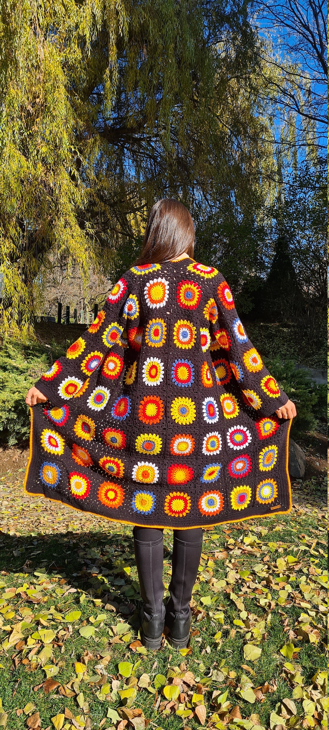 Crochet Cotton Afghan Long Cardigan, Zara Cardigan, Oversize Women