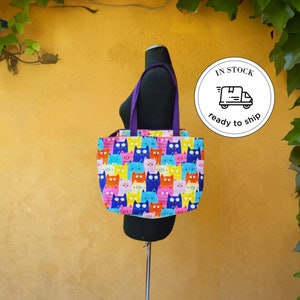 Sac pour chat en tissu, sac à bandoulière imprimé chats, sac à main design pour chat, sac à main fourre-tout mignon pour amoureux des chats, sac à main conçu par art, sac à provisions pour chat