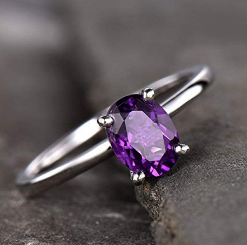 February Birthstone Amethyst Jewelry Birthstone Ring 925 Silver Ring 925 Silver Ring Natural Amethyst Ring Amethyst Faceted Ring