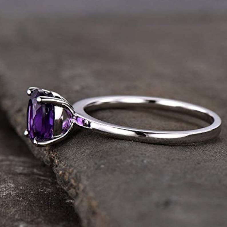 February Birthstone Amethyst Jewelry Birthstone Ring 925 Silver Ring 925 Silver Ring Natural Amethyst Ring Amethyst Faceted Ring