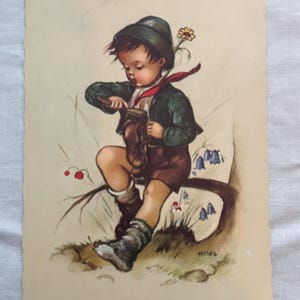 Vintage Hummel type postcard, unused