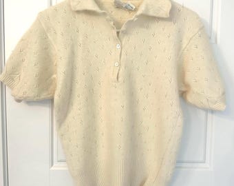 Vintage J.G. Hook lambswool/angora sweater, cream