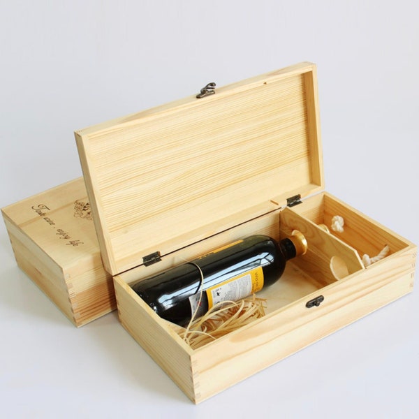 Caja de vino ecológica, caja de champán, patrón personalizado, caja de almacenamiento de vino, madera natural, personalizado hecho a mano, decoración del hogar, regalo de cumpleaños, ¡caliente!